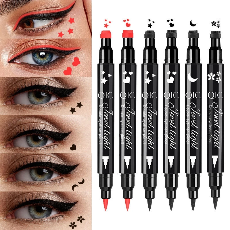 

Ultra Fine Waterproof Smudge Proof Double Ended Colored Eyeliner Pen Red Stamp Tip For Party Makeup Halloween Gifts For Women