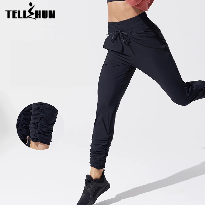 Dünne Kordel zug Jogger Boot Cut Hosen Sport Harems hose Frauen Yoga hosen schnell trocknen sportliche Fitness studio Laufen Übungs hose