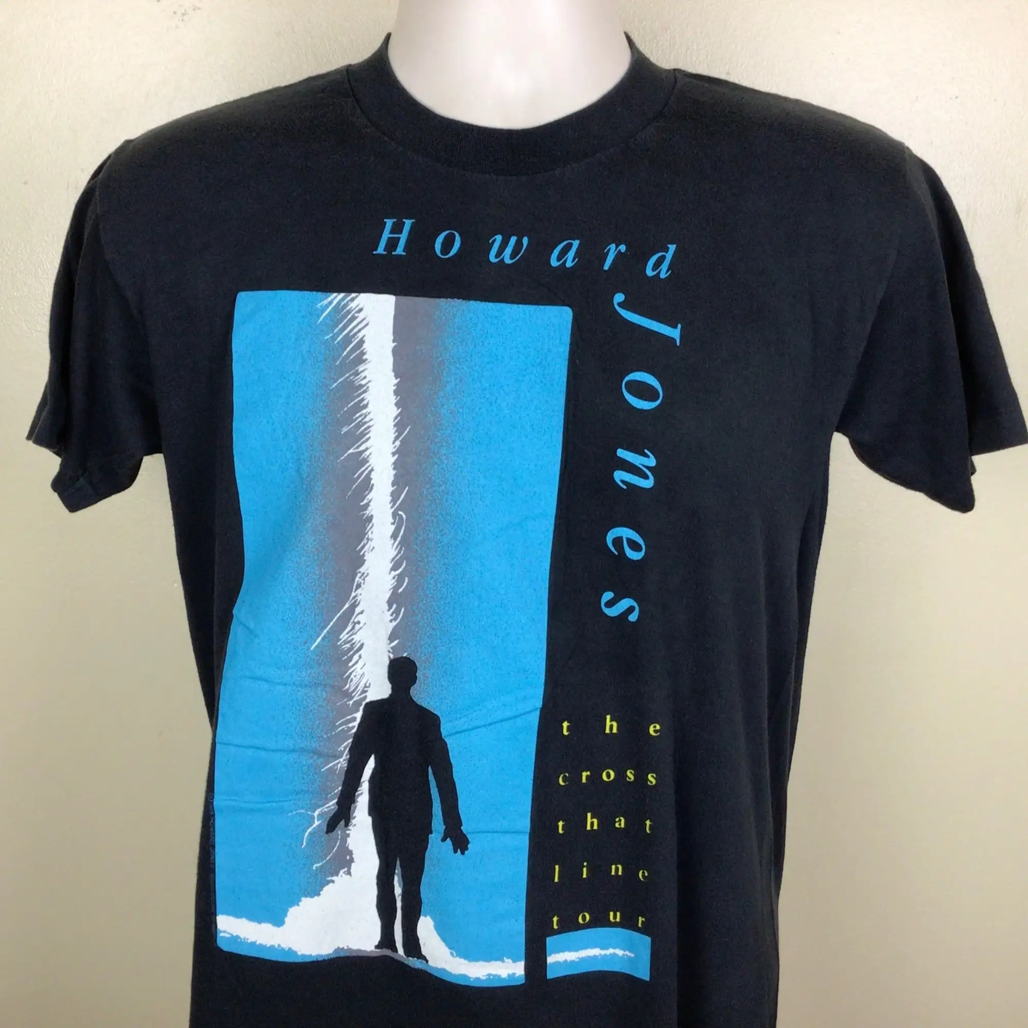 Vtg 1989 Howard Jones Concert TShirt Black M/L 80s Cross That Line Synthpop New Wave Band