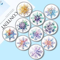 Winter snowflake 10pcs 12mm/16mm/18mm/25mm Round Photo Glass Cabochon Demo Flat Back Making findings