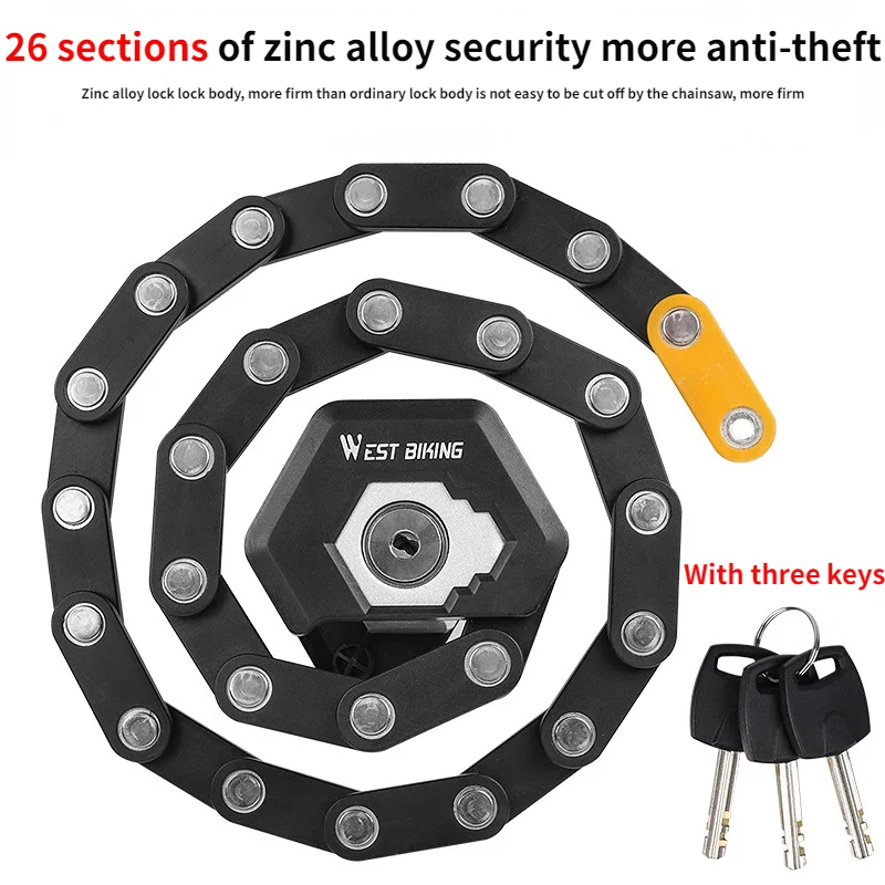 Bike Lock Anti-theft Key Lock Mountain Bike Electric Bike Chain Lock Motorcycle Battery Car Folding Lock Bicycle Gear