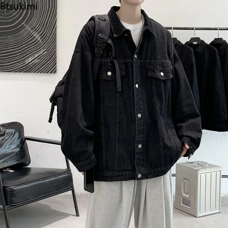 New Men's Vintage Denim Jackets Spring Autumn Handsome Loose Casual Workwear Jacket Fashion High Street Classic Jean Coats Male