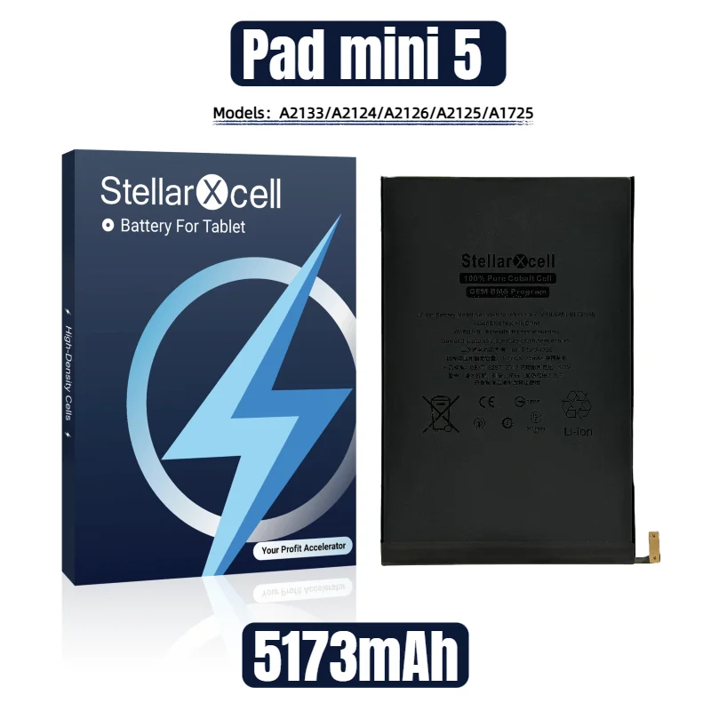 

Аккумулятор StellarXcell для iPad Mini 5 6 A2133 A2124 A2126 A2125 A1725 A2522 A2567 A2569 A2568 с бесплатными инструментами для открытия