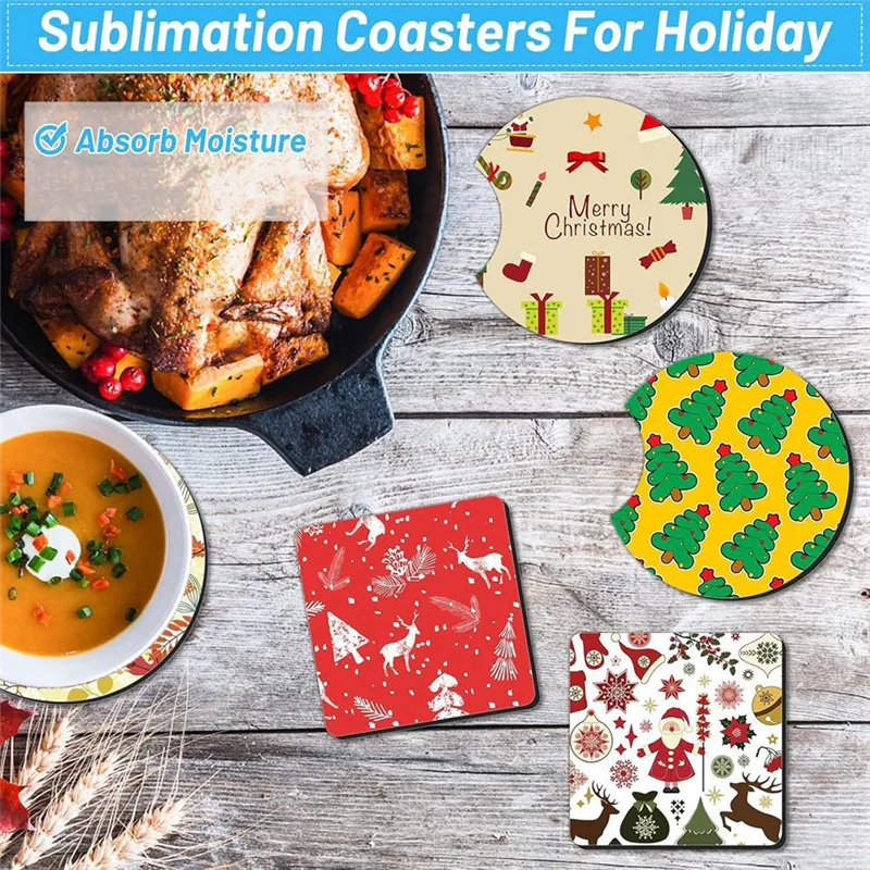 

128 PCS Sublimation Blanks Products, Christmas Ornaments Crafts Sublimation Kit , DIY Heat Printing Pattern Craft
