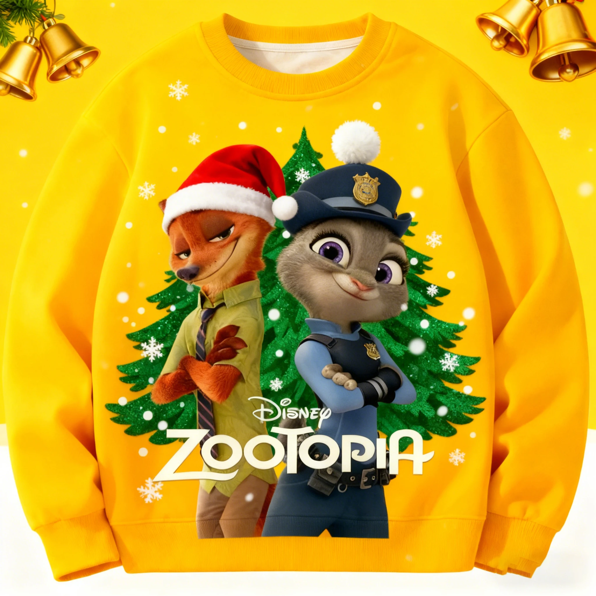 

New Kids Sweatshirt Zootopia 2 Christmas Theme Judy Nick Print Boys Girls Autumn Winter Clothes Top Christmas Gifts
