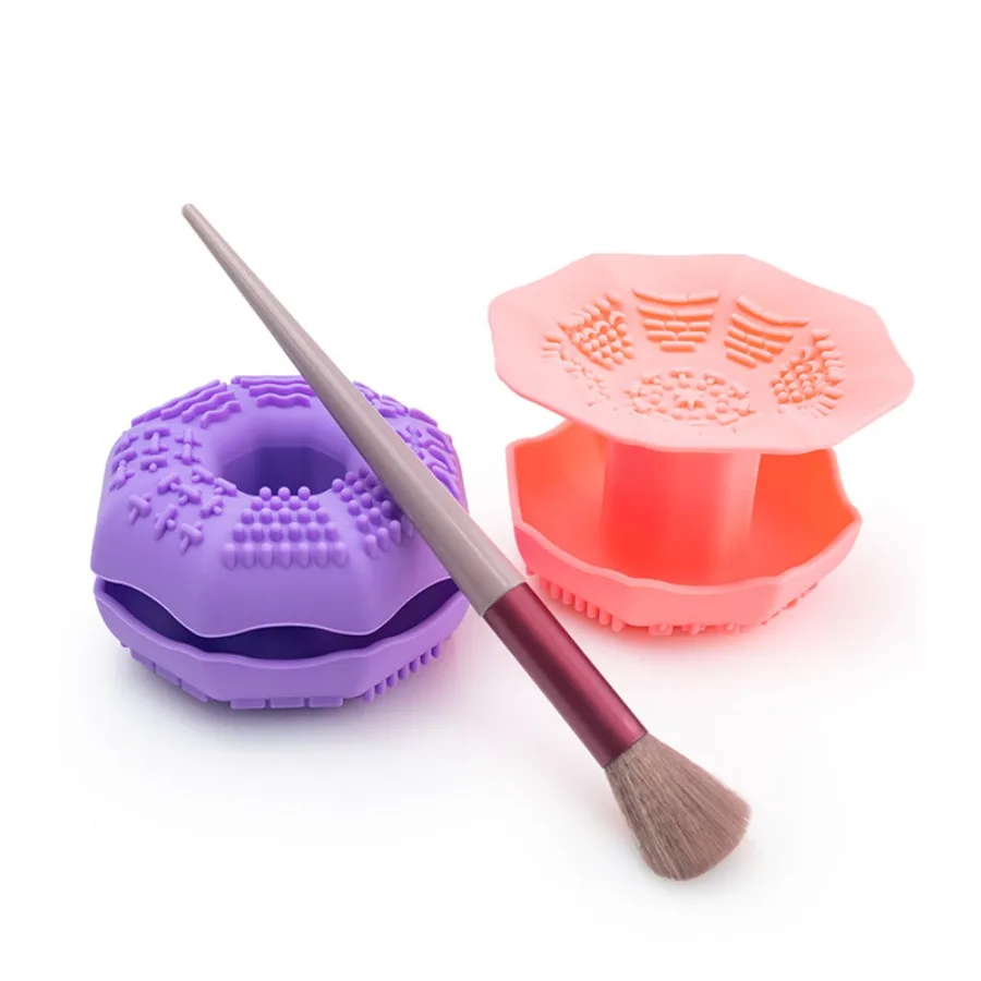Multifunctional Donut Makeup Brush Cleaner,  Can Be Used As A Washing Cup  Storage Tube, Made of Silicone Material