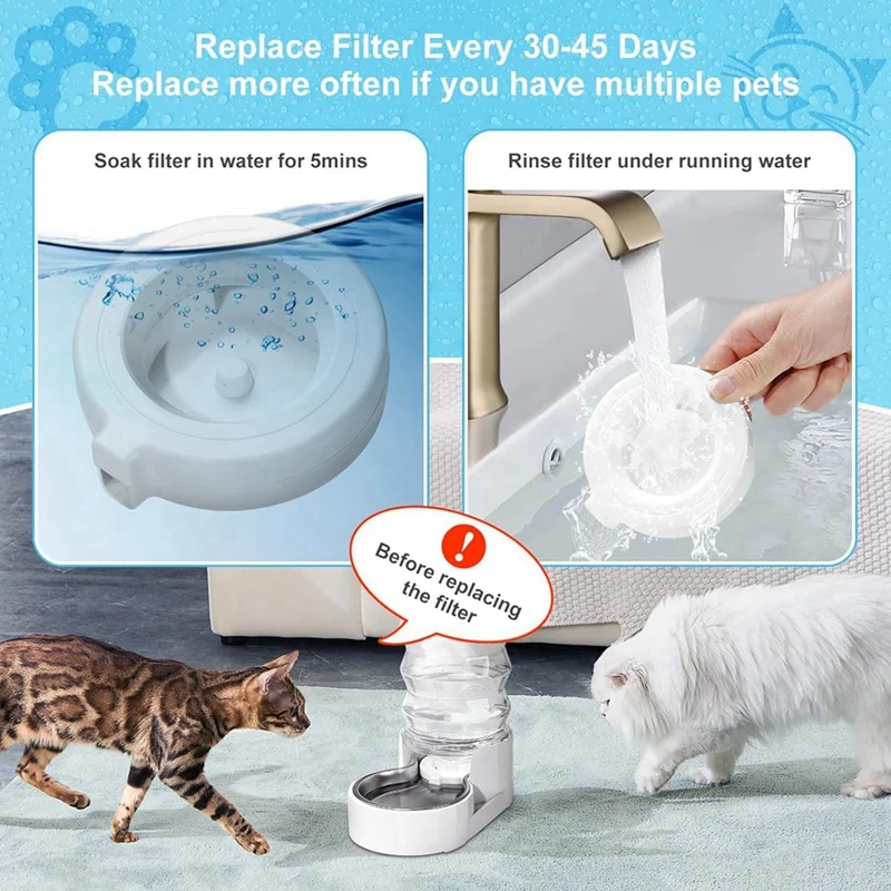 ABXH 4 عبوات من الفلاتر البديلة لموزع مياه الحيوانات الأليفة عالي القوة 3.6 لتر/4.6 لتر/6 لتر/8 لتر، استبدال فلتر مياه الكلب، (فرشاة واحدة)