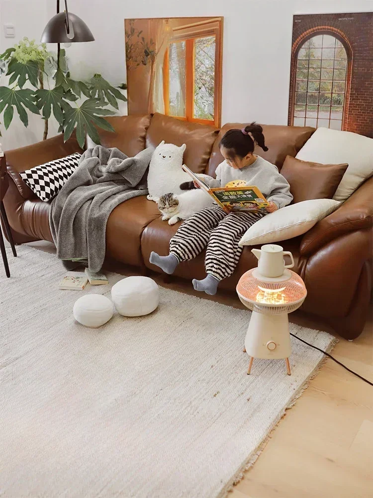 Sofa First Layer Cowhide Straight Row Living Room Home  Apartment Modern