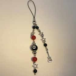 Star 8 Ball Guitar Bead Keychain Mobile Accessories Y2K Exquisite Handmade Fashion Jewelry Gift for Her