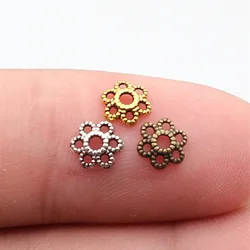 WYSIWYG 50pcs 6x6x2mm 3 Colors Bead Caps For Jewelry Making DIY Jewelry Findings Alloy Charms Pendant
