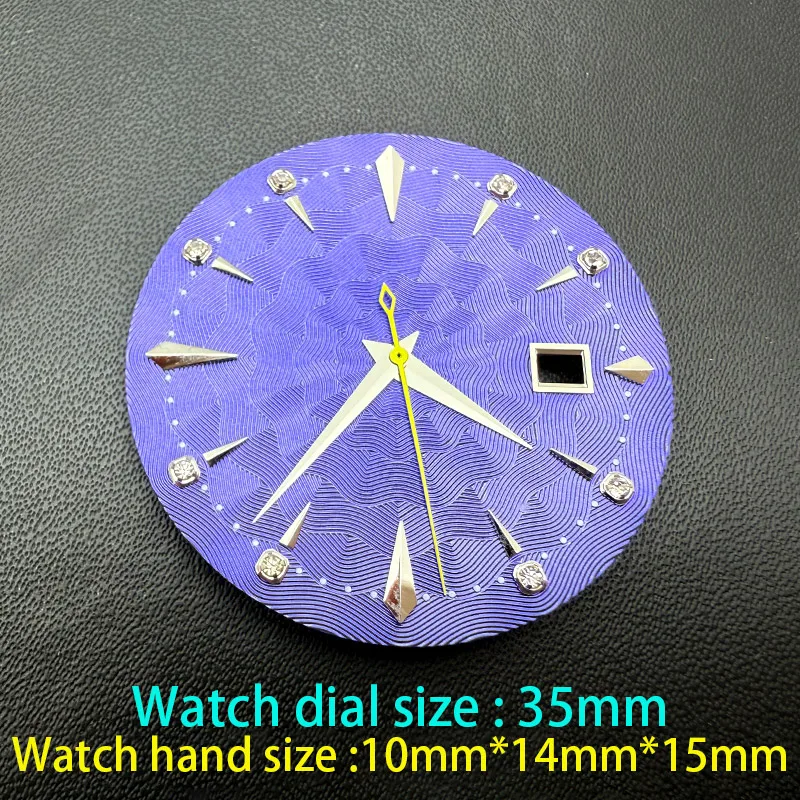 Customized 35mm Watch Dial Multicolor Texture Face Date Window Fit NH35 NH36 Movements Sword Hands Set Wristwatch Mod Parts