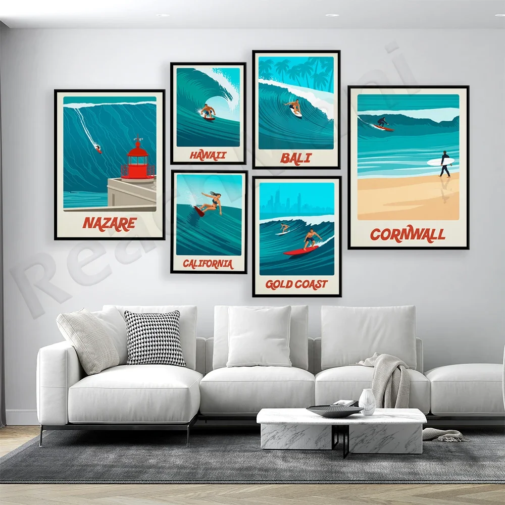 Gold Coast Surf Poster, Hawaii, Cornwall, California, Bali Vintage Surf Surf Poster, Surf Print, Surf Lover Gift