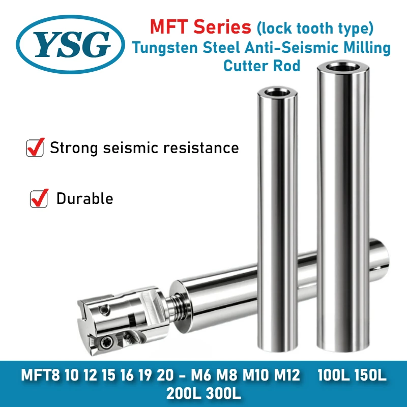 MFT Series Threaded Lock Tooth Tool Rod M6-M12 Thread Head Anti Shock Milling Cutter Shank 100-300mm Length CNC