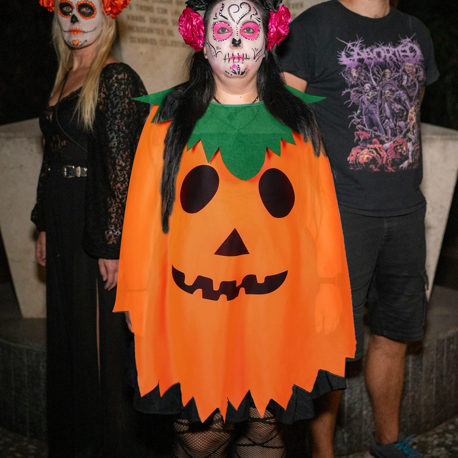 

Взрослый костюм тыквы на Хэллоуин, набор накидок, повязка на голову, сумка для конфет, аксессуары в виде тыквы, женские вечерние костюмы для косплея на Хэллоуин, костюмы для взрослых