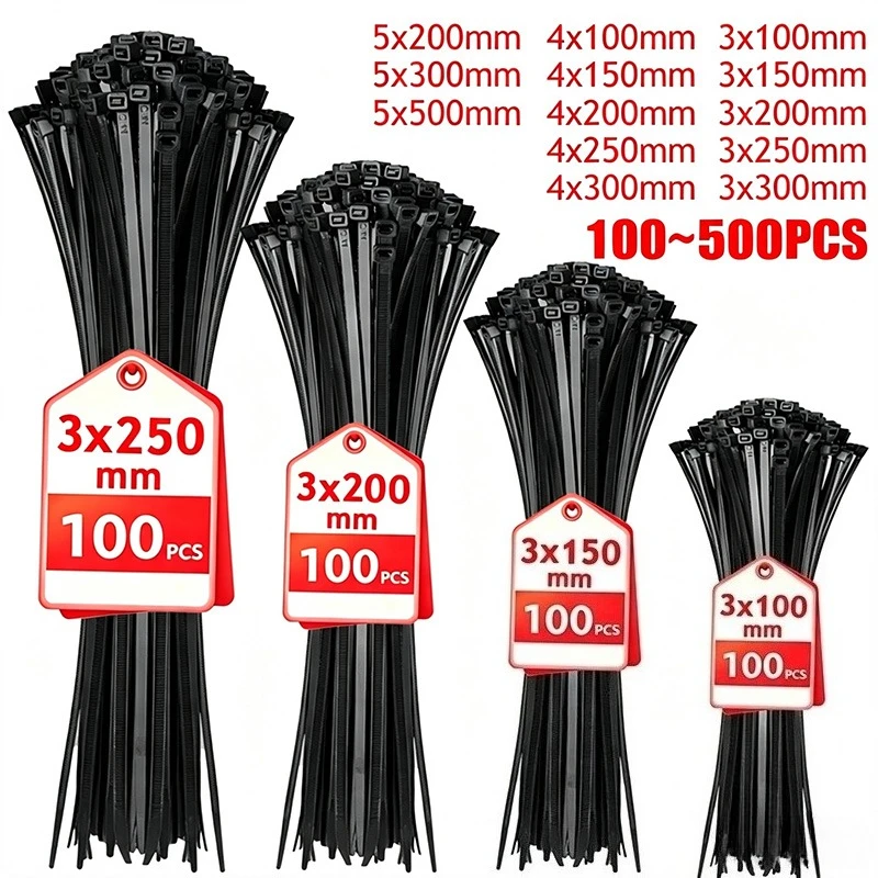 Nylon Zip Ties Ultra Strong Fastening Ring Plastic Binding Straps Extra Wide For Factory Household Farm Vehicle Cord Arrangement