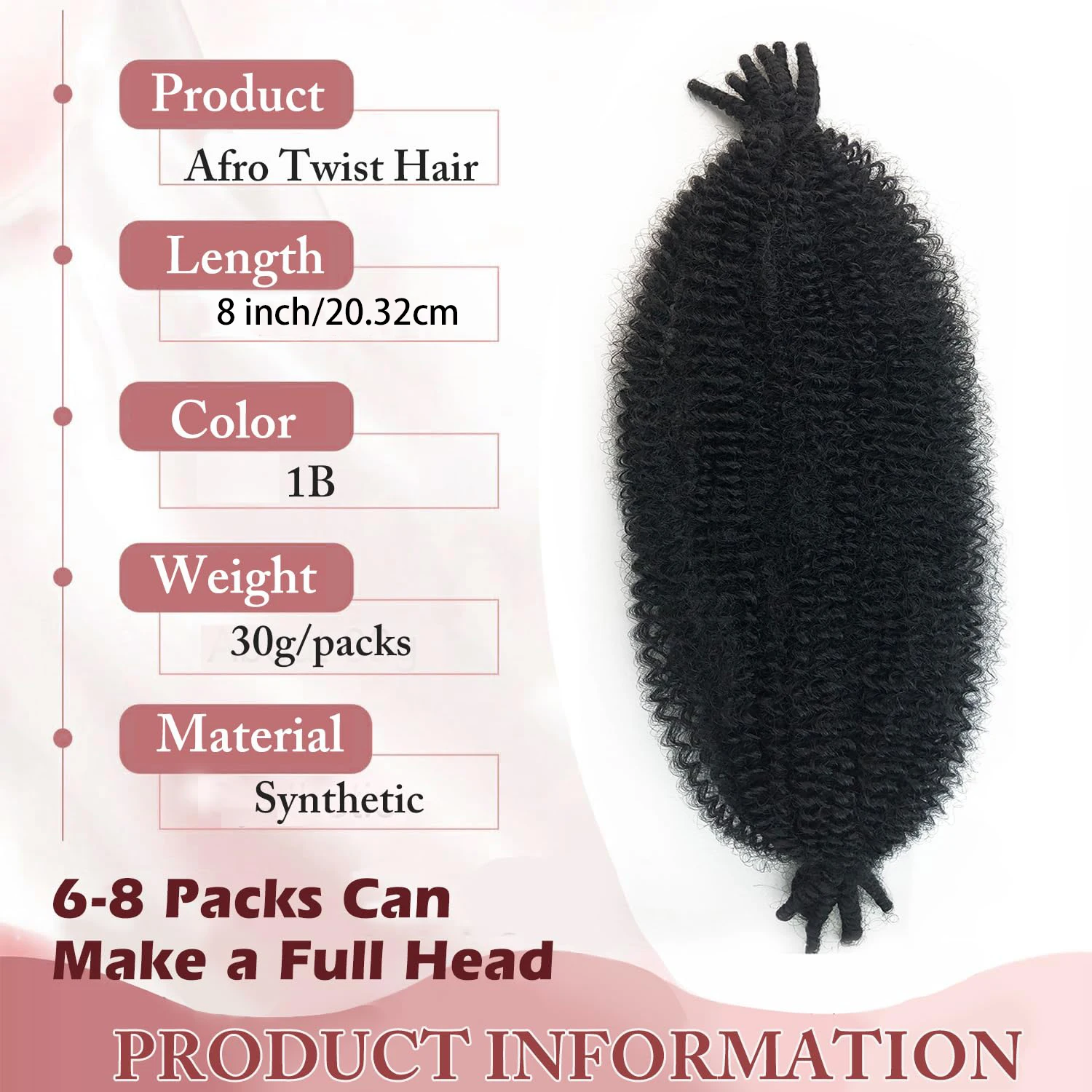 Marley cabelo 8/10/12/14 Polegada preto 1-3 pacotes pré separado elástico afro torção cabelo marley torção trança cabelo sintético