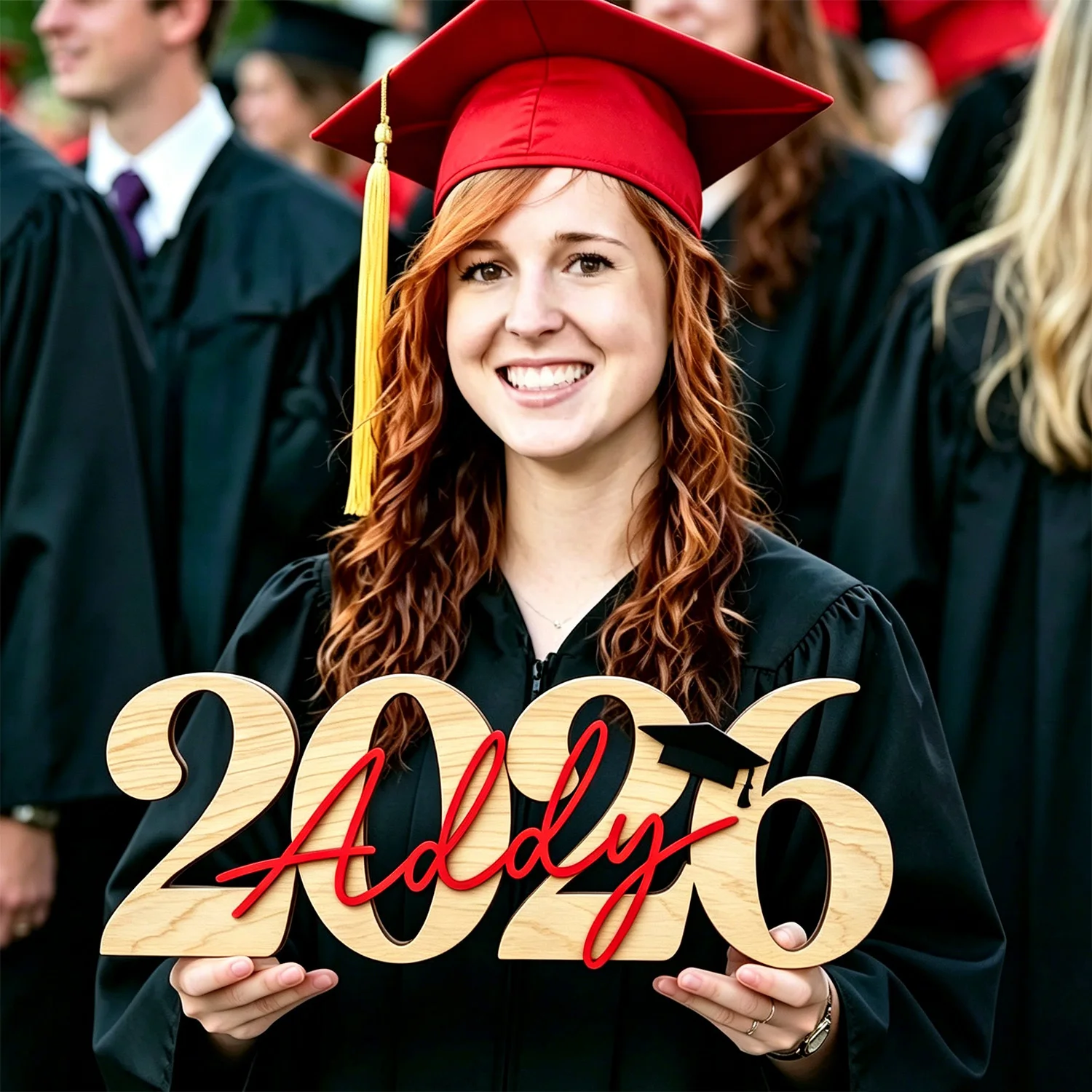 1pc wooden multi-color double-layer surname brand, customized name, graduation decoration, graduation exclusive gift