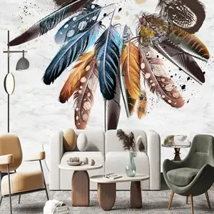 Papier Peint Adhésif 3D Gentle Feather Luna - R27913 - Autocollant Et Amovible - Coloré