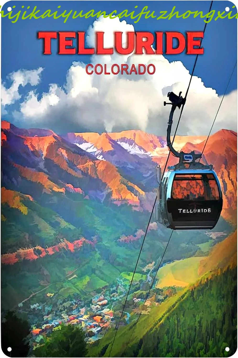 Vintage Metal Signs Telluride Colorado Travel Poster City Trip Landscape Cable Car Hill Station Tin Sign Wall Art Decor Plaque f