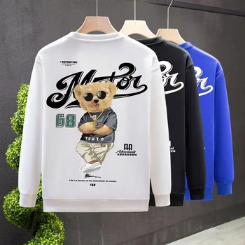 メンズ長袖コットンスウェットシャツ,ラウンドネックTシャツ,紳士服,青,高品質,日本,秋,2024