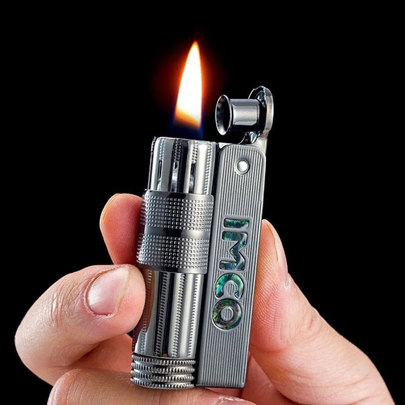 

Imco 6700 Classic Brass Kerosine Lighter Genuine Color Shell Inlaid Carved Retro Lighter Gift Men Collection Gift