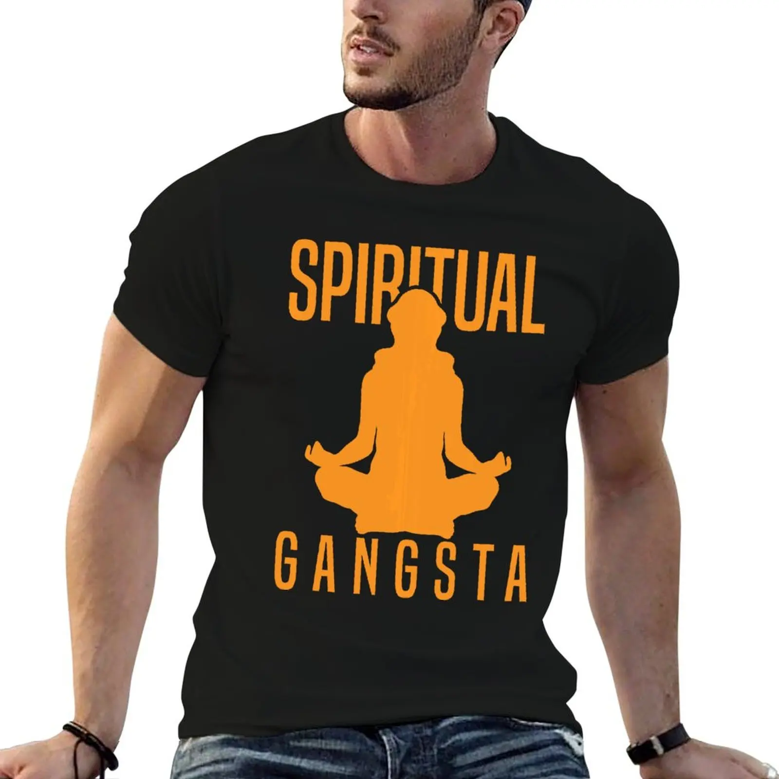 Spiritual Gangsta Yoga Lover Gift Idea for Yoga Day T-Shirt Summer Print Short Sleeve Tee