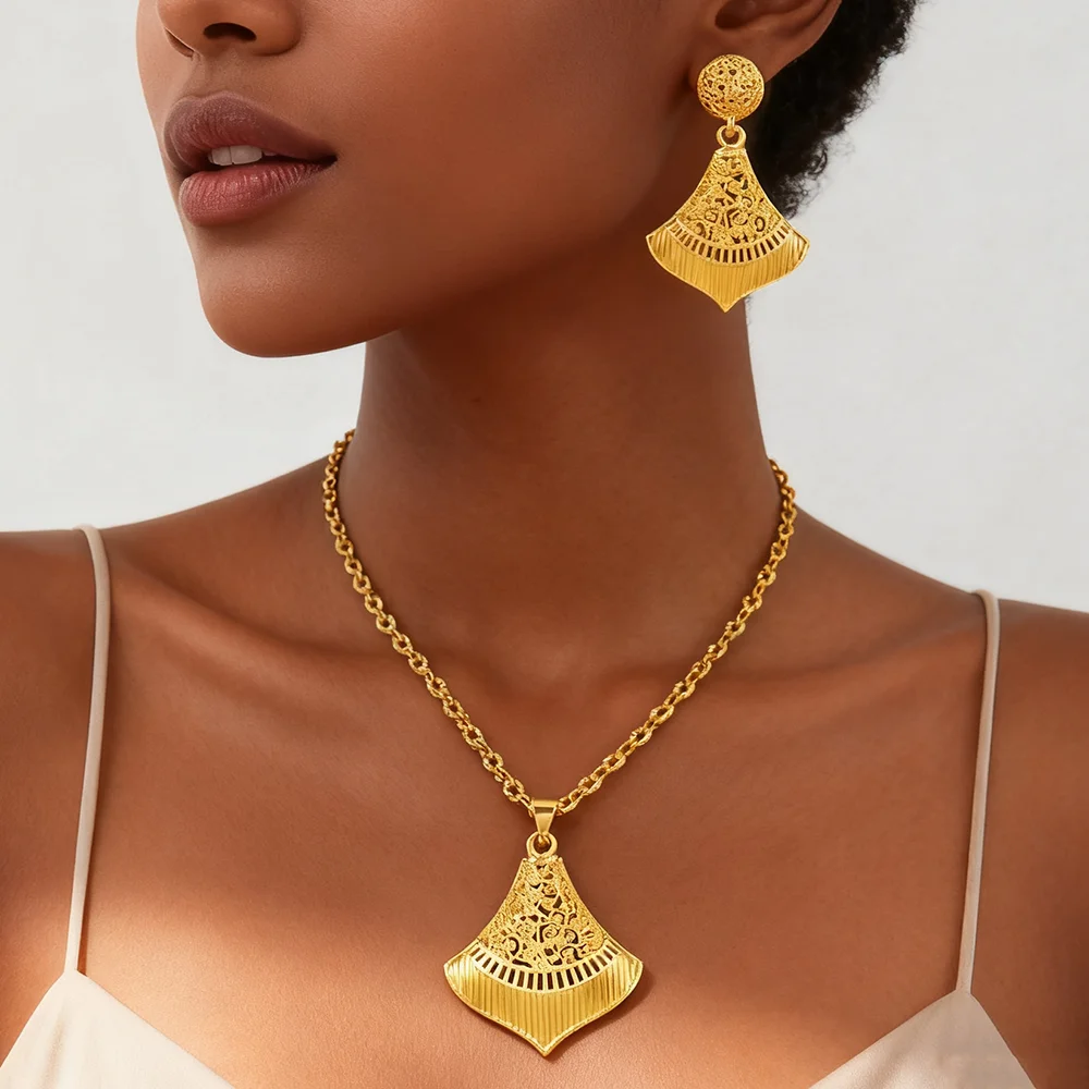 

ethiopian jewelry set gold Necklace and earrings set for women high quality sets for women weddings mother set