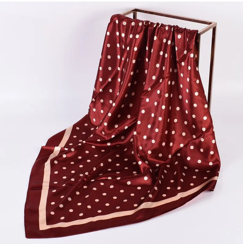 Kopf Schal Frauen Luxus Marke 90 × 90 cm Seide Quadrat Schal Satin Bandana Cheveux Weiche Halstuch Hijab Haar schals Für Damen – Detail 1