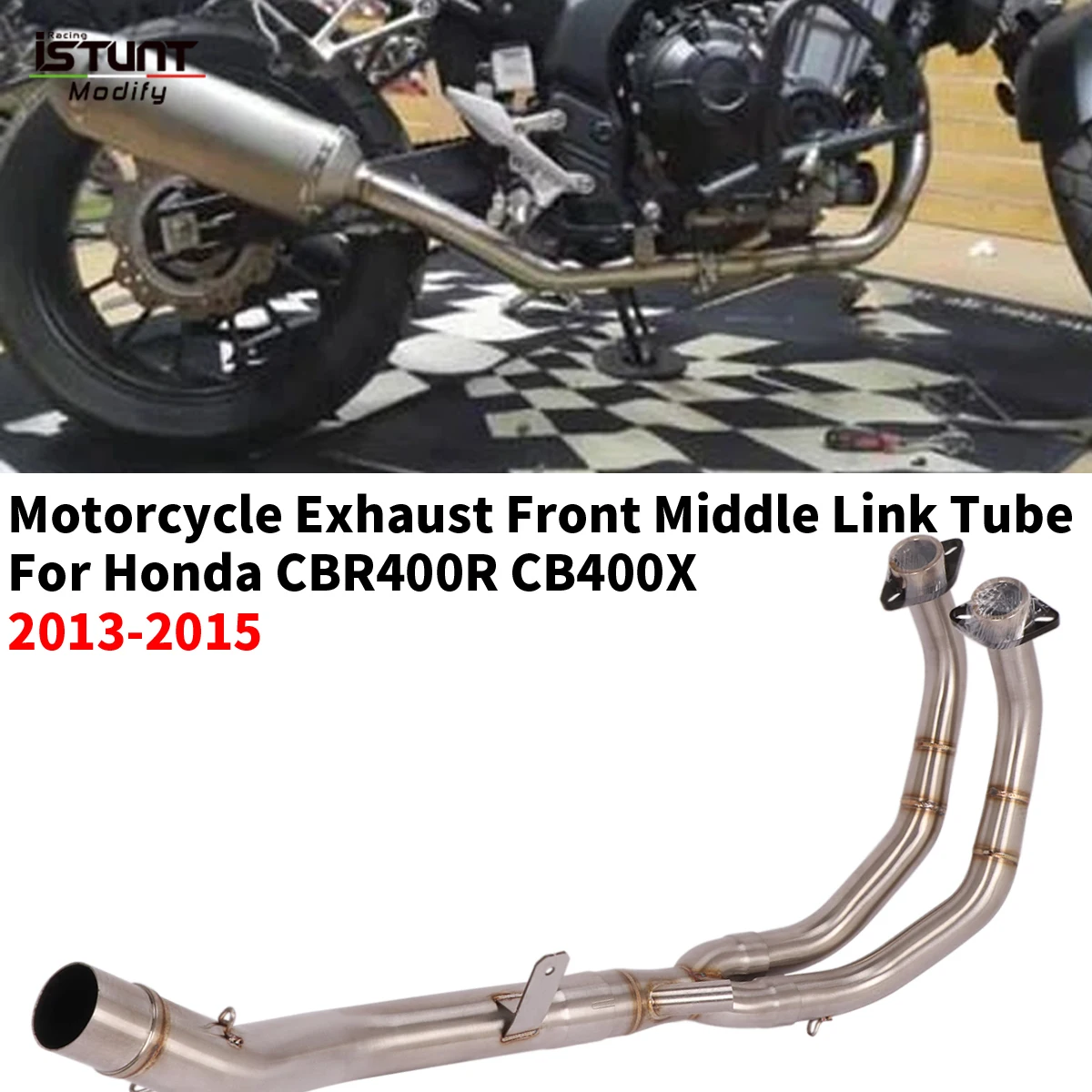 

Slip On For Honda For CBR400R CB400X 2013-2015 Motorcycle Exhaust Escape Moto Modified Front Middle Tube Link Pipe Full System