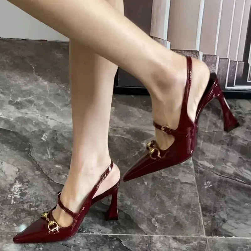 Sandalias de Tacón Alto para Mujer, Nuevas Sandalias de Verano con Punta Cerrada y Tira en el Talón, Elegantes, Casuales y Cómodas
