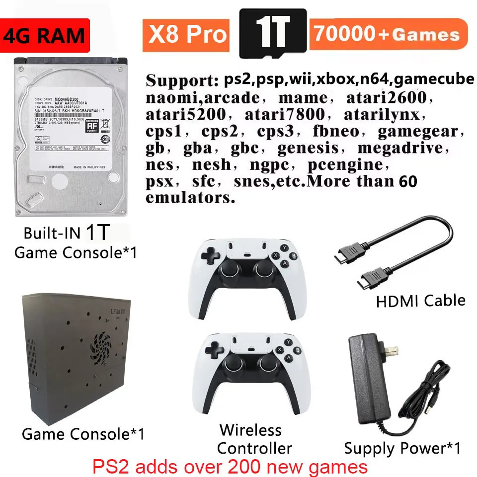 Plug-and-Play NIEUW Retro Gaming-apparaat 70000+ games voor Wii PS2 DC PSP GAMECUBE 2T Geladen X8 Console Windows 11 Kindercadeau