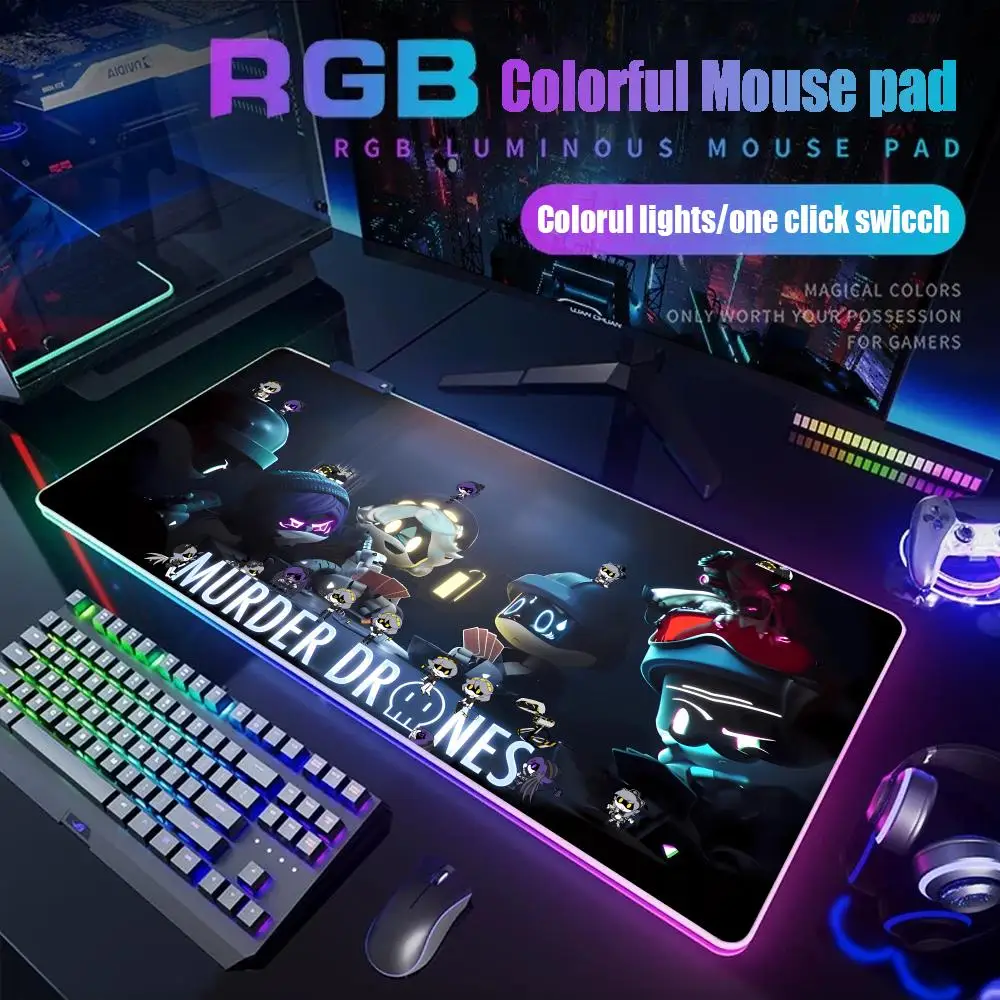

Murder Drones N V J Mouse Pad Gamer Rgb Desk Mat Back Light Led Mousepad Setup Gaming Accessories Deskmat Big Mousepad Backlight