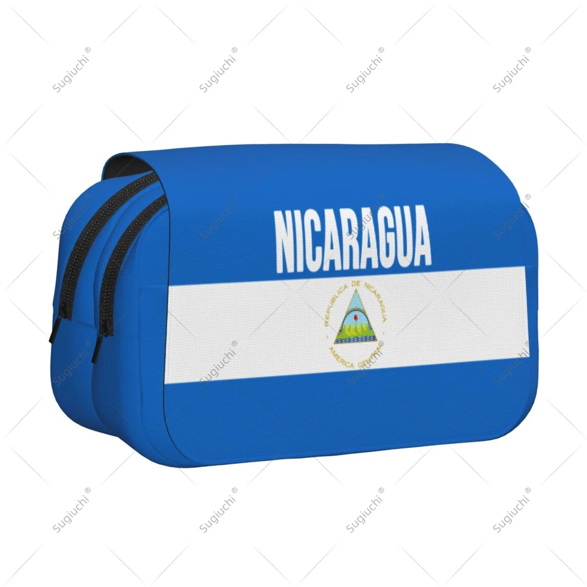 Pencil Case Scissors Bags 3D Nicaragua Flag Double-layer Oxford Cloth Stationery Storage Pen Box Case
