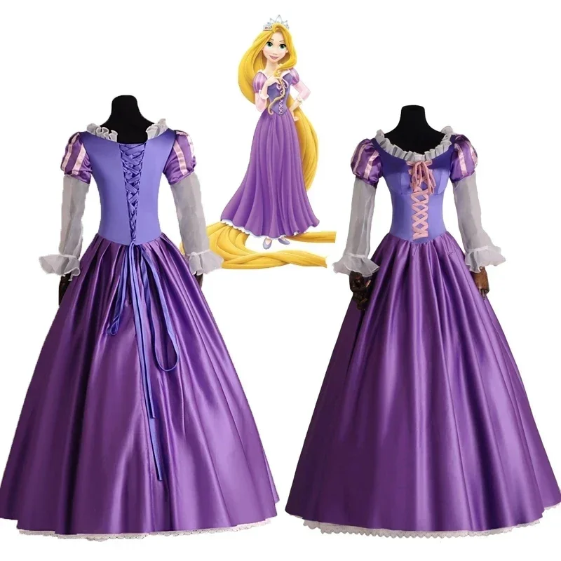 Donne adulte principessa Rapunzel Costume Cosplay Costume di natale ragazze donne vestito operato viola Lace Up Ball Gown abiti da festa