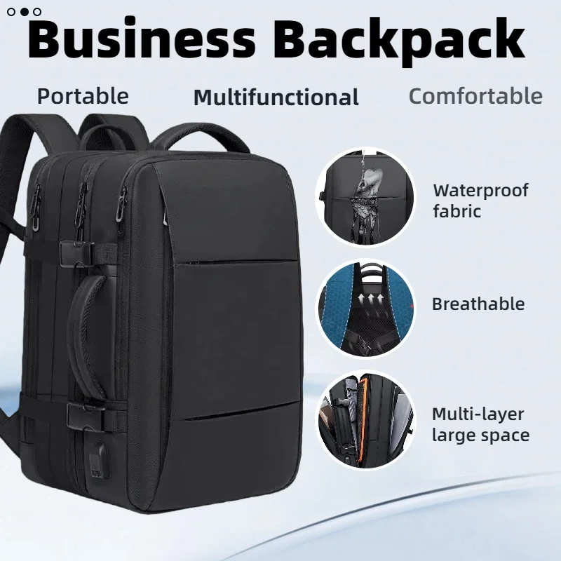 

Мужской дорожный рюкзак, водонепроницаемая школьная расширяемая сумка для ноутбука, большая вместительная USB-порт, стильный повседневный рюкзак для путешествий