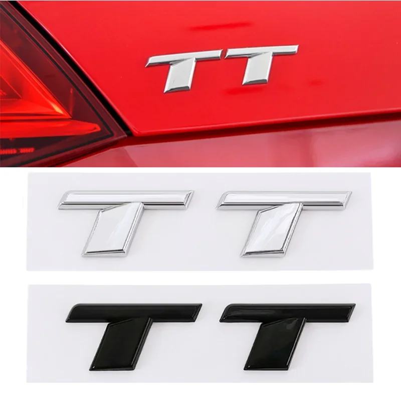 3d ABS Chrome Black TT Logo Letters Car Trunk Emblem Badge Decal For Audi TT RS MK1 8N 8J MK3 8S MK2 TT Sticker Accessories