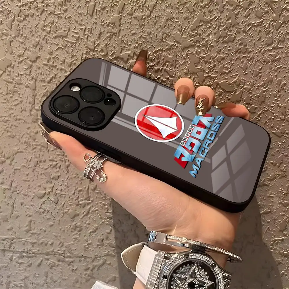 Funda de teléfono Anime Robotech para IPhone 15 Pro Max 14 Pro 12 16 11 13 Mini X XR XS 8 7 Plus SE cubierta trasera de vidrio templado