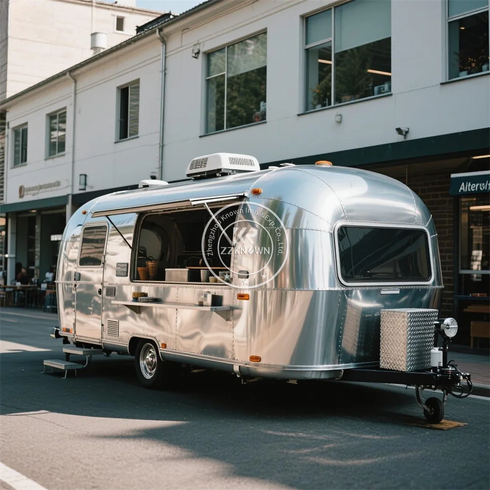 شاحنة طعام، شاحنة خارجية، مقهى، عربة آيس كريم مع عجلات، مقطورة طعام متنقلة مريحة، مجهزة بالكامل بمعايير أوروبية