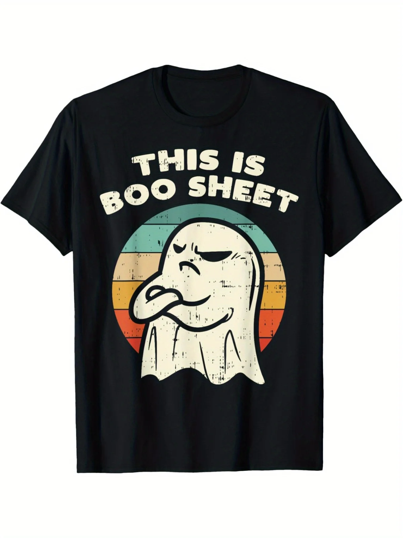 

"This Is Boo Sheet" Ghost Halloween T-Shirt - Unisex Black Retro Costume Tee