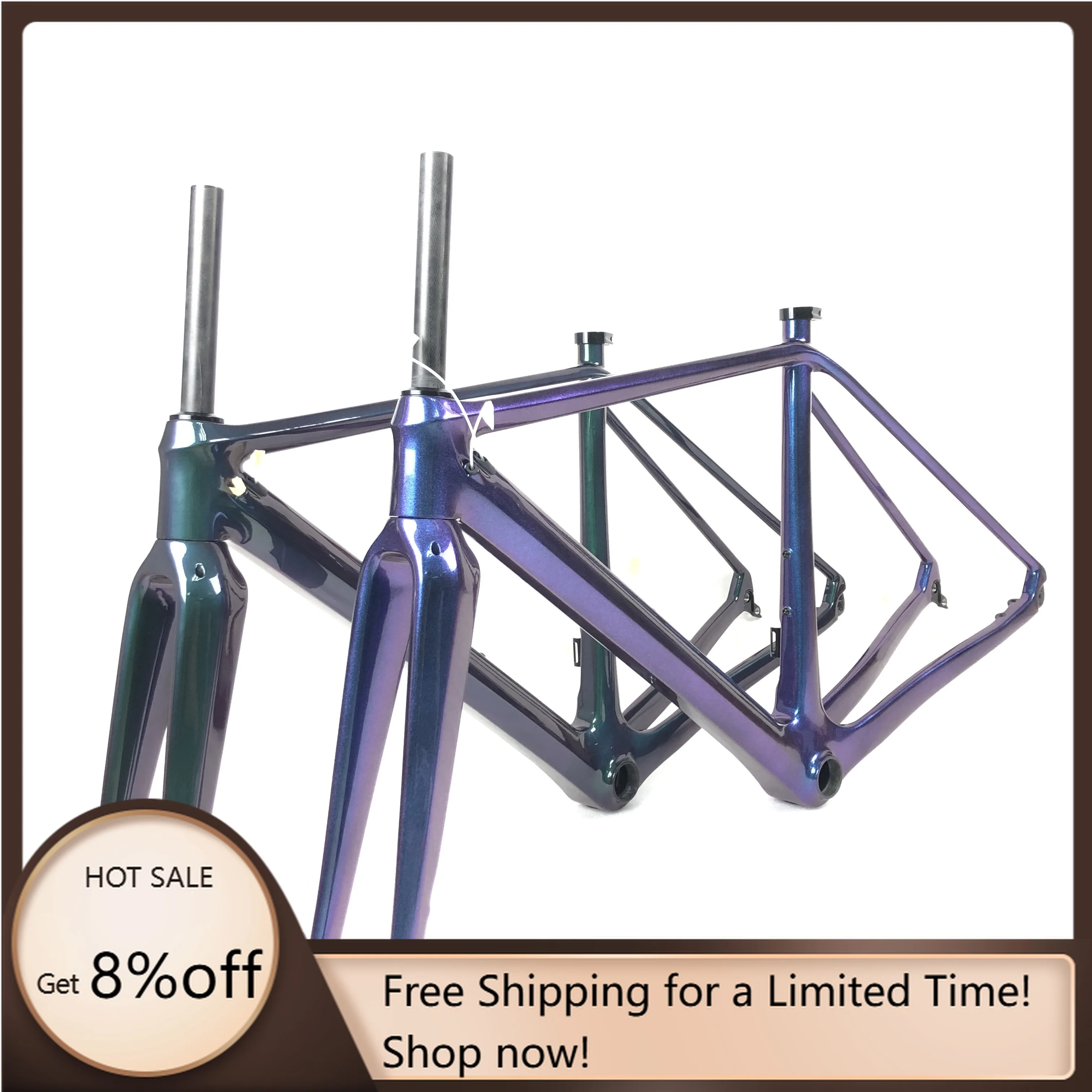 STLF Hongfu الأزرق والأرجواني الحرباء الصين الحصى كامل ألياف الكربون الطريق سباق الحصى إطار دراجة هوائية FM279 #1