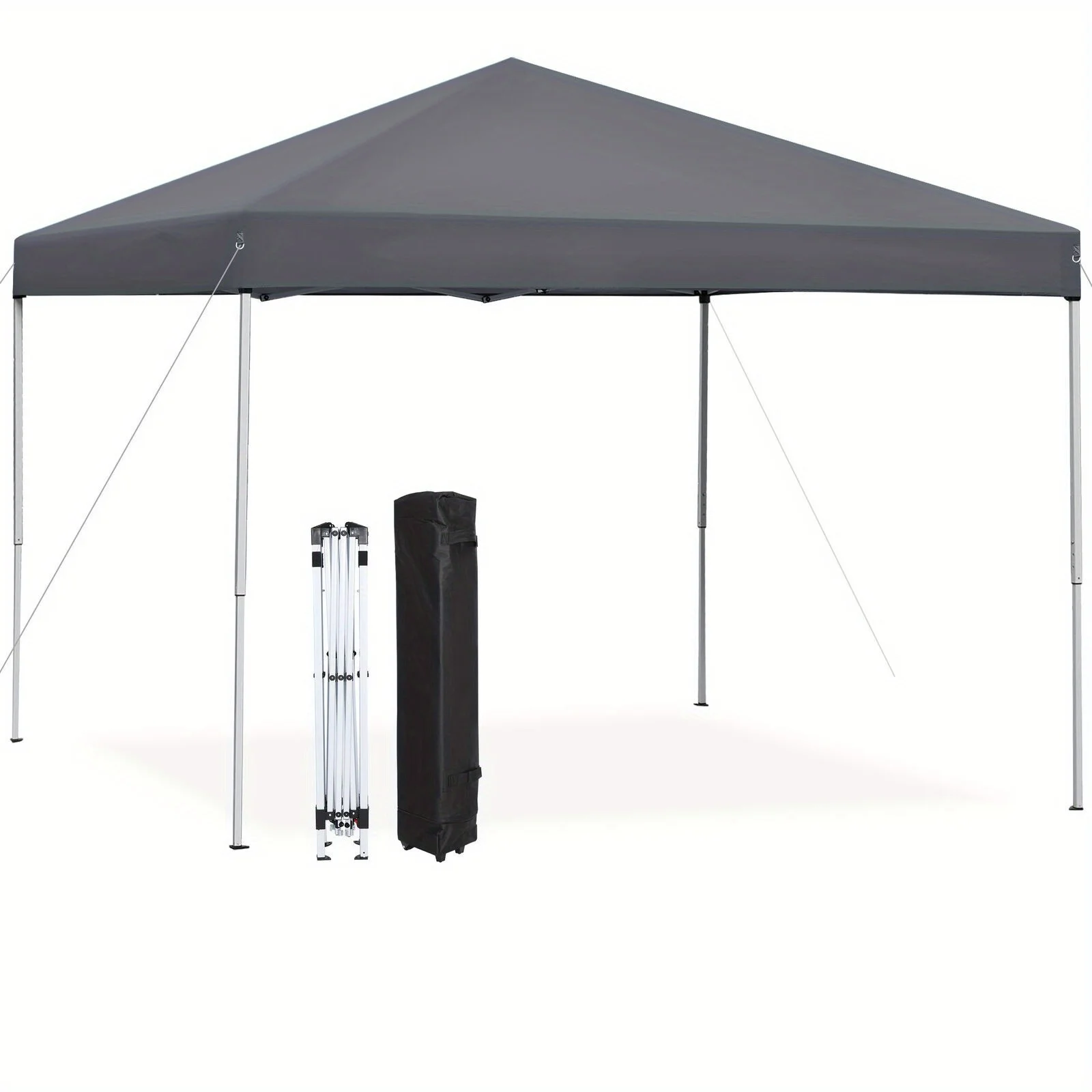 

10x10 Pop Up Canopy Gazebo Tent Adjustable Straight Leg Heights w/Wheeled Bag Rope Grey