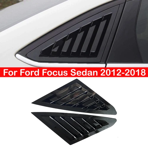 Para Ford Focus Sedan 2012-2018 persiana trasera de coche ventana persiana lateral cubierta de cuarto pegatina embellecedora pala de ventilación ABS fibra de carbono negro