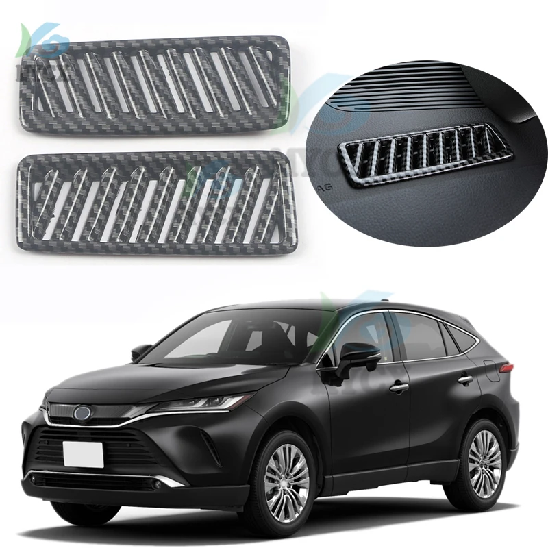 For Toyota Harrier 2022 ABS Center Console Air Conditioner Outlet Frame Cover Trim Carbon Fiber Color Interior Air Vents