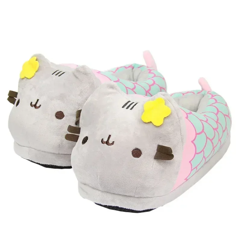 Pusheen Cotton Slippers Woman Kawaii Cat Plush Slippers Juvenile Girlish Cute Comfortable Furry Slipper Winter Warm Slippers