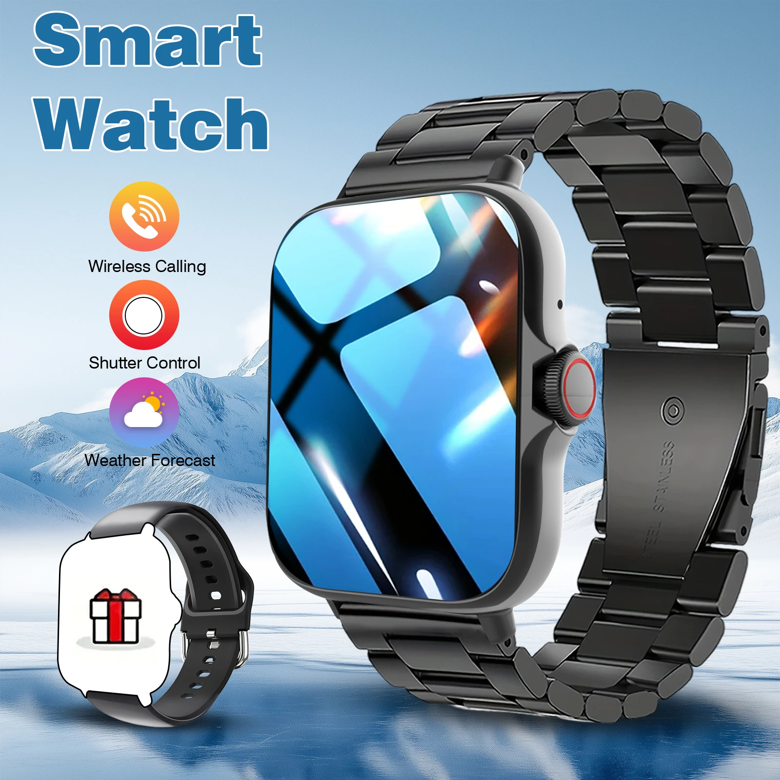 

1.83-Inch Screen Smartwatch, Make And Receive Calls, Message Reminders, Music Playback, Suitable For Iphone And Android Phones