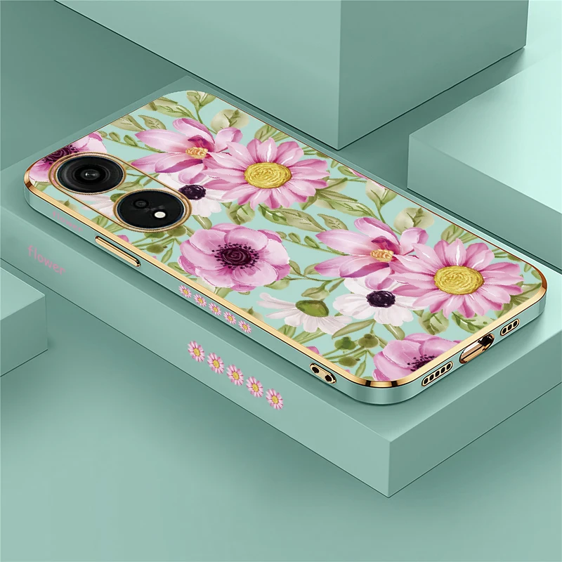 زهرة سيليكون جراب هاتف ل ممن لهم A98 A96 A95 A94 زهرة الأزهار اللوحة غطاء ل ممن لهم A93 A92 A92S A91 لينة للصدمات Funda