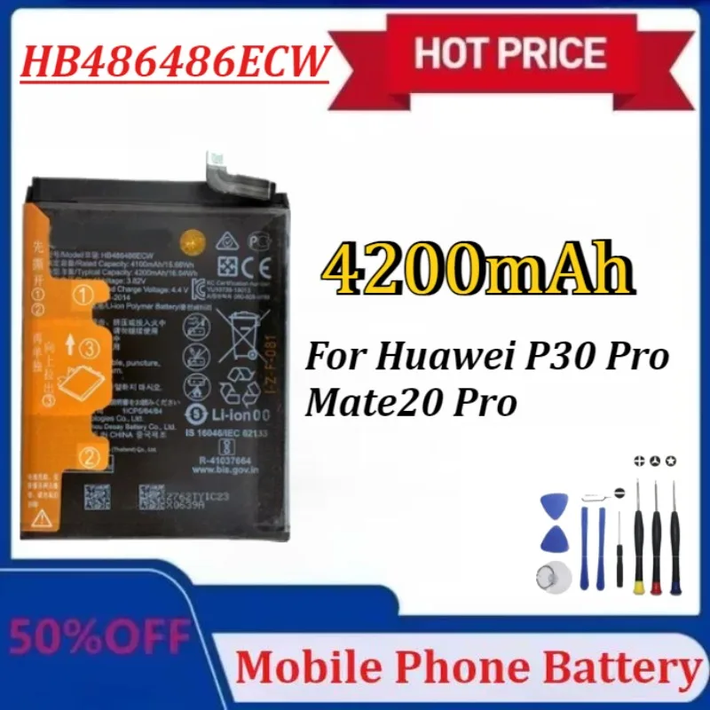 

Upgraded HB486486ECW 4200mAh Phone Battery for Huawei P30 Pro/ Mate20 Pro Replacement High-Capacity Batteries+Tools