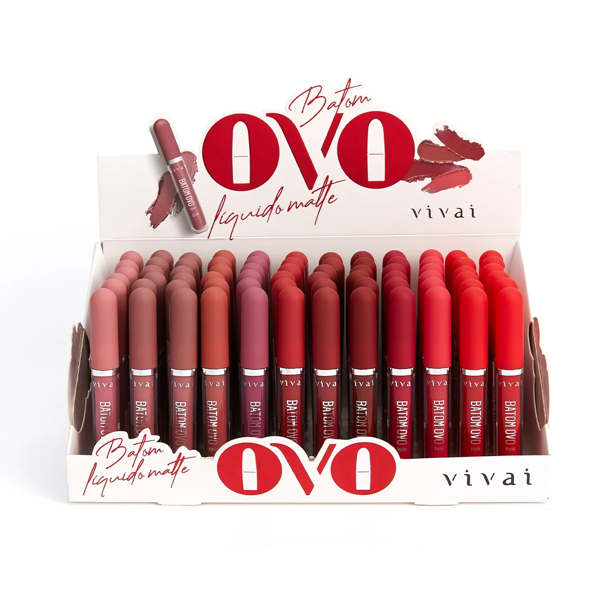 Box c/ 72 Batom Líquido Matte Ovo Vivai