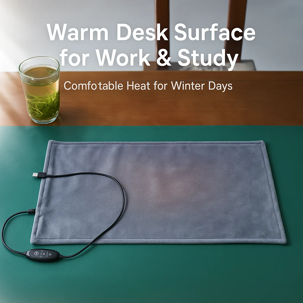 USB Heating Desk Pad 5V Safe Low Voltage Soft Flannel Warm Mat with 3-Level Temperature Control for Office Home Winter Use