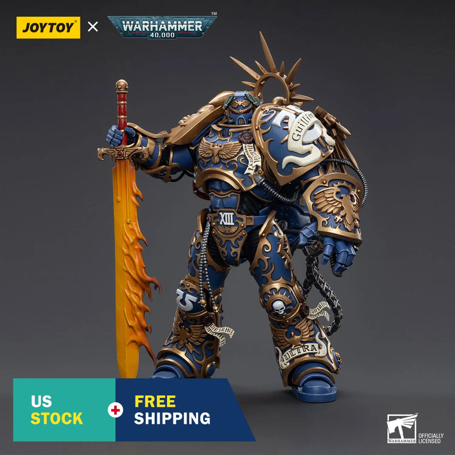 HiPlay JOYOY Warhammer 40K Roboute Guilliman Ultramarines Primarch Figurine d'action 1/18